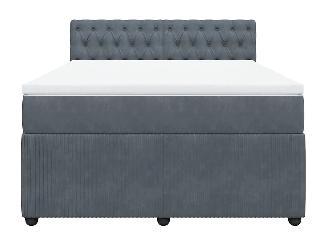 Sommier à lattes de lit et matelas Gris foncé 140x200cm Velours