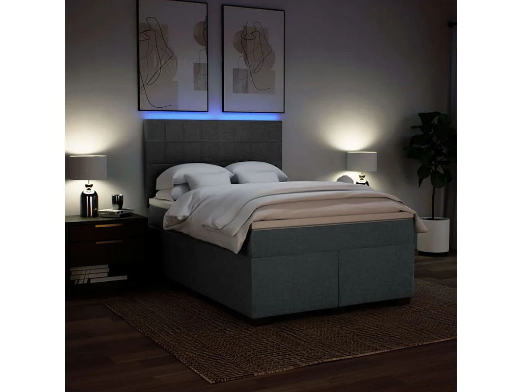 Boxspringbett mit Matratze Dunkelgrau 140x200 cm Stoff