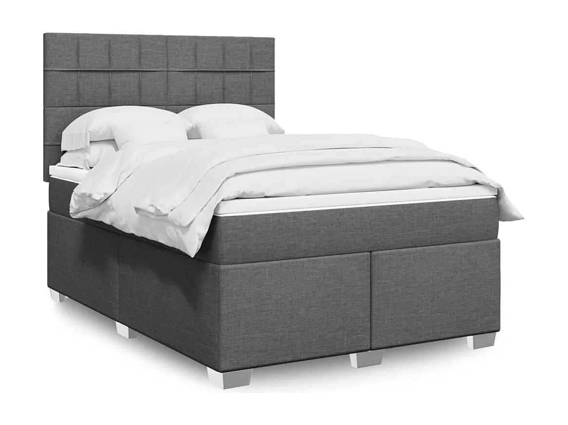 Boxspringbett mit Matratze Dunkelgrau 140x200 cm Stoff