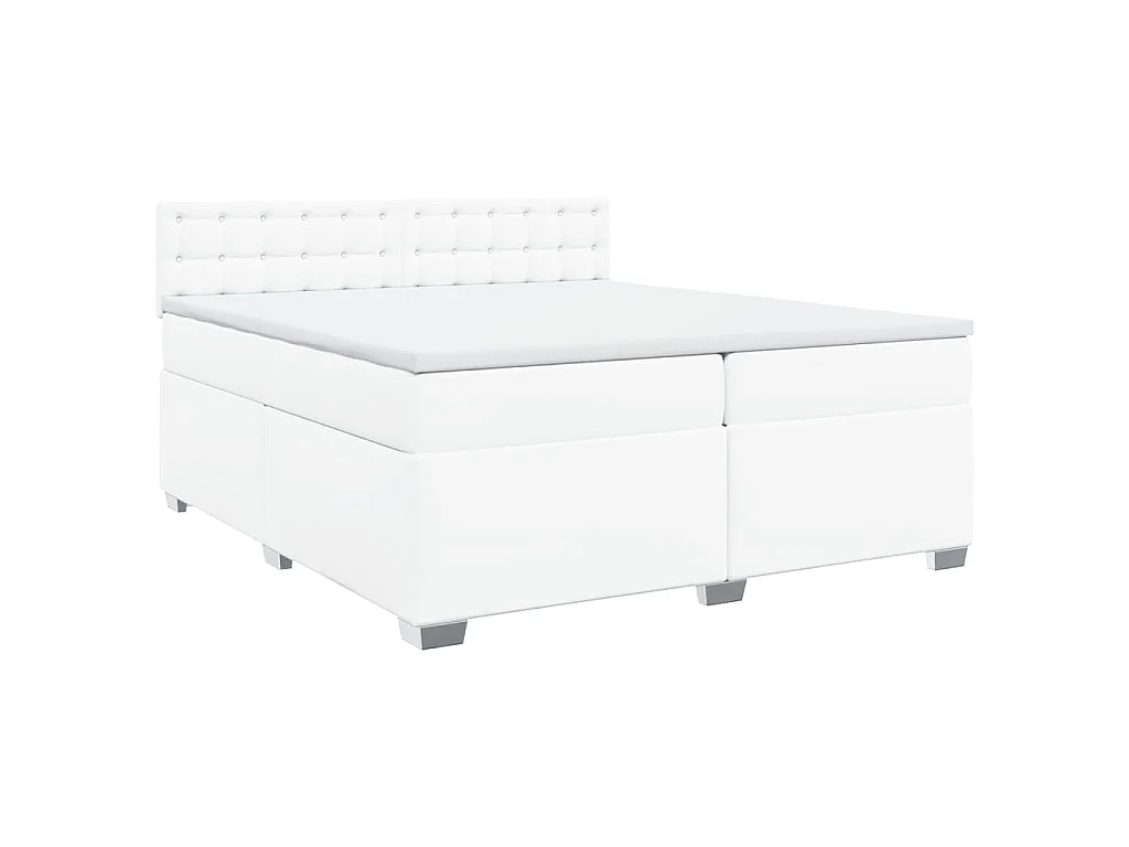 Boxspring met matras kunstleer wit 200x200 cm