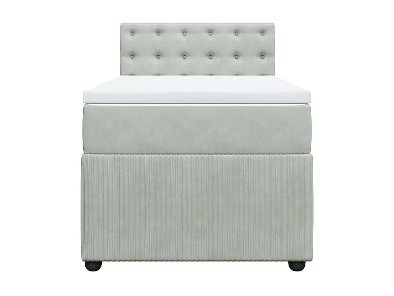 Sommier à lattes de lit et matelas Gris clair 90x200 cm Velours