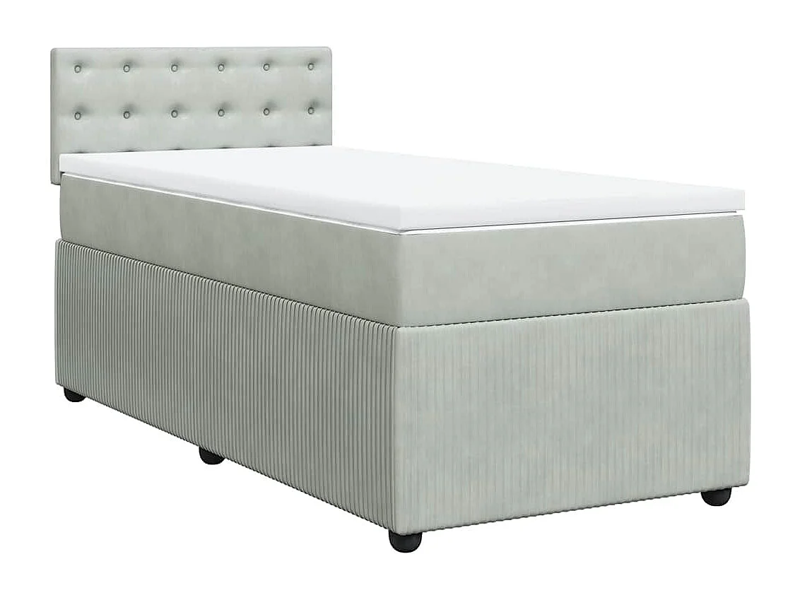 Boxspring met matras fluweel lichtgrijs 90x200 cm