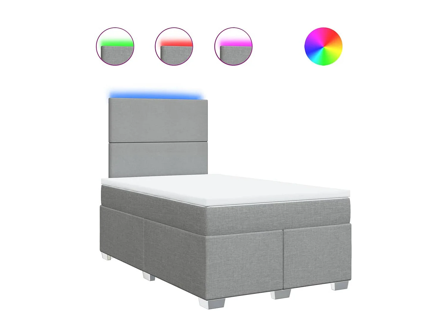 Cama box spring con colchón tela gris claro 120x200 cm