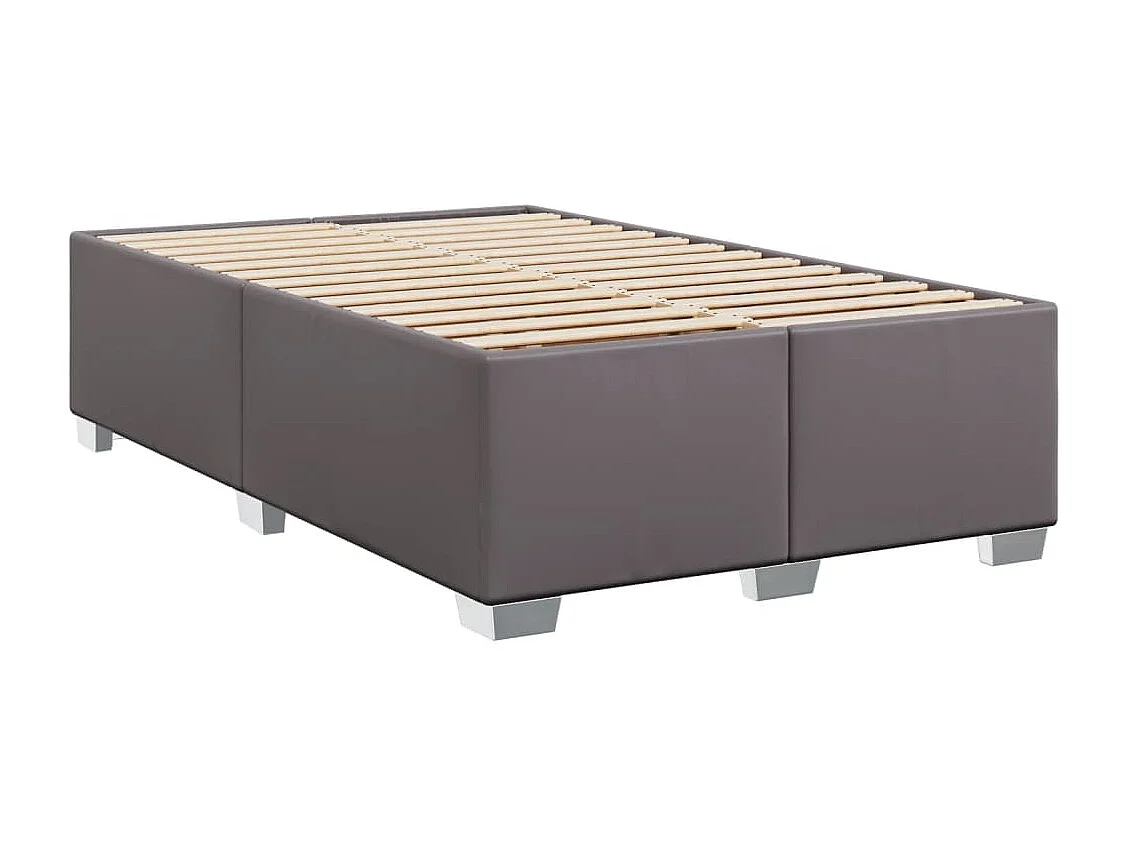 Cama box spring con colchón cuero sintético gris 120x200 cm