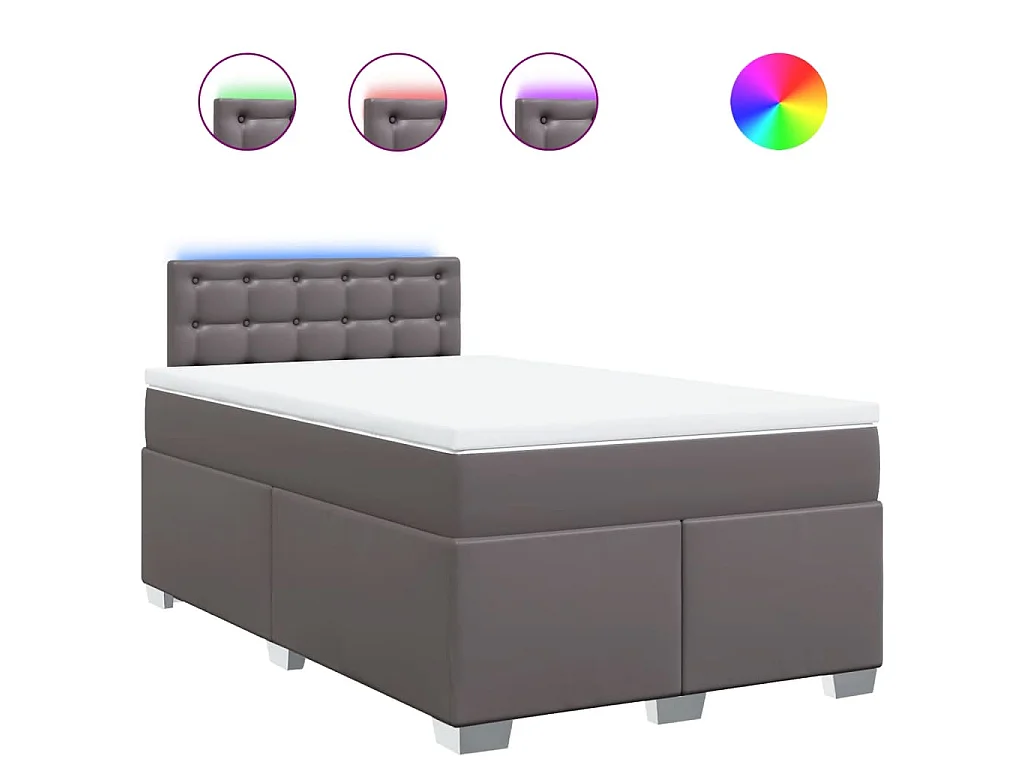 Boxspringbett mit Matratze Grau 120x200 cm Kunstleder
