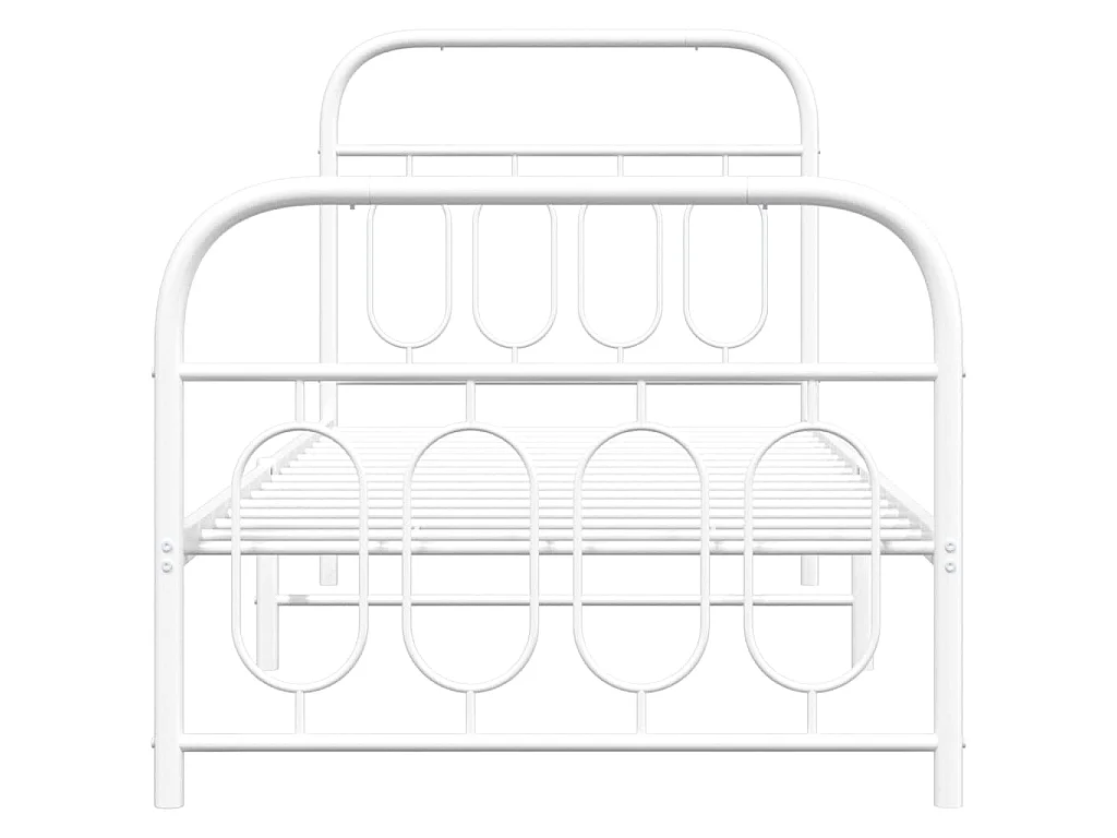 Cadre de lit métal sans matelas avec pied de lit blanc 90x200cm