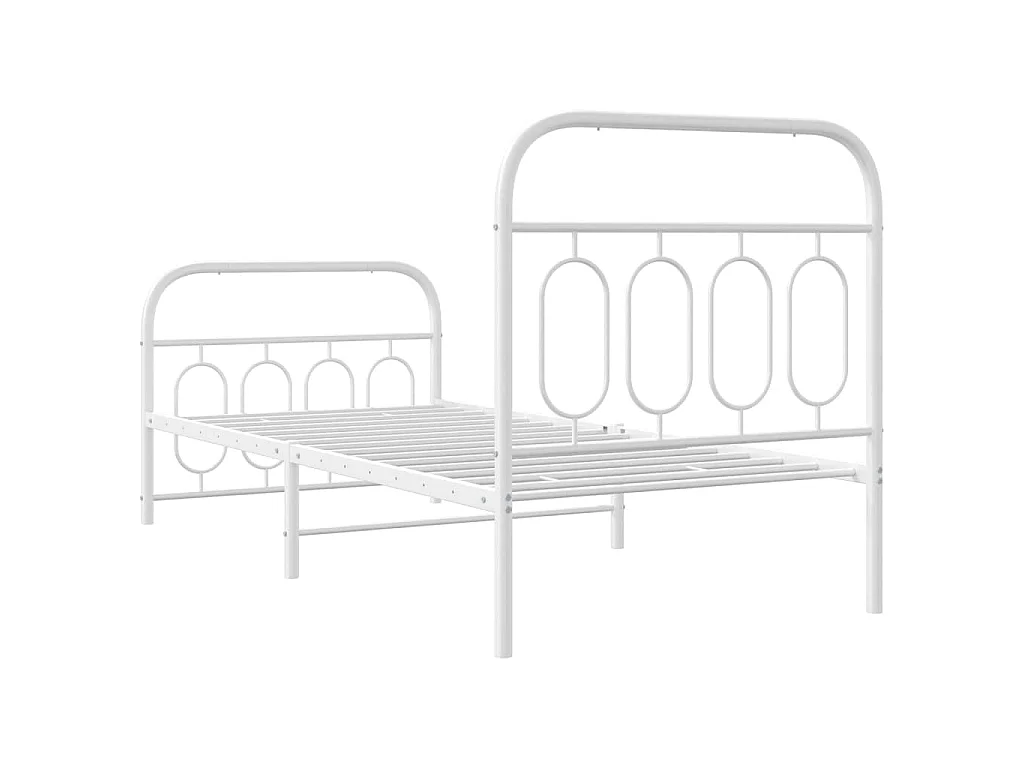 Bedframe met hoofd- en voeteneinde metaal wit 90x200 cm