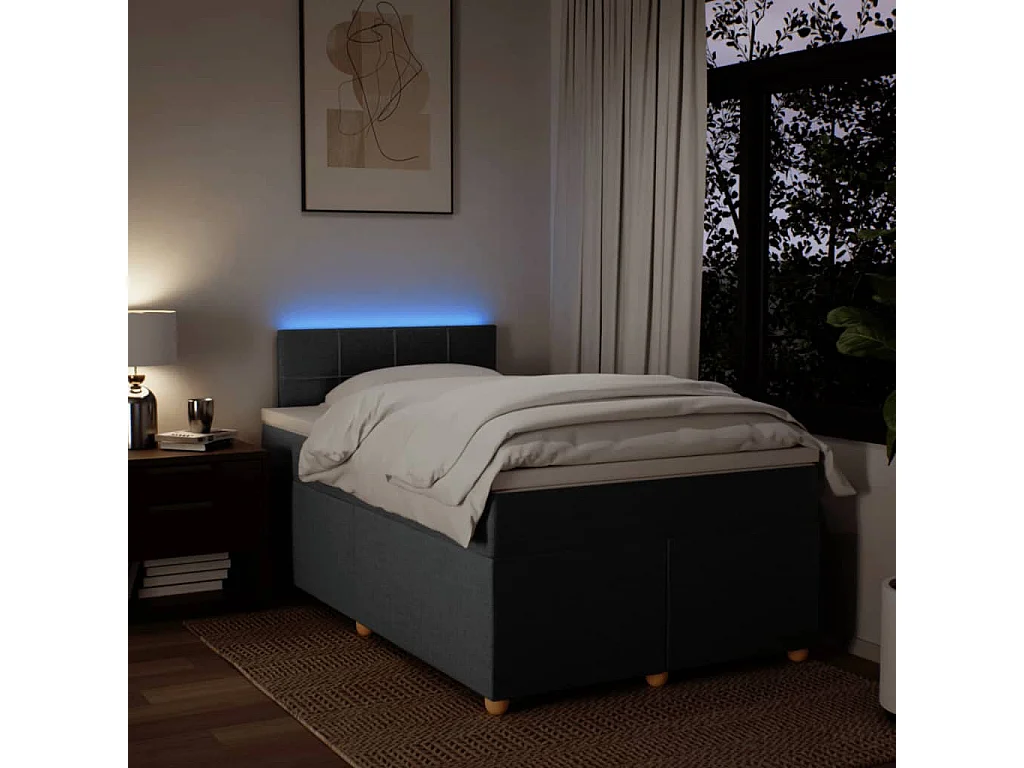 Boxspringbett mit Matratze Dunkelgrau 120x190 cm Stoff