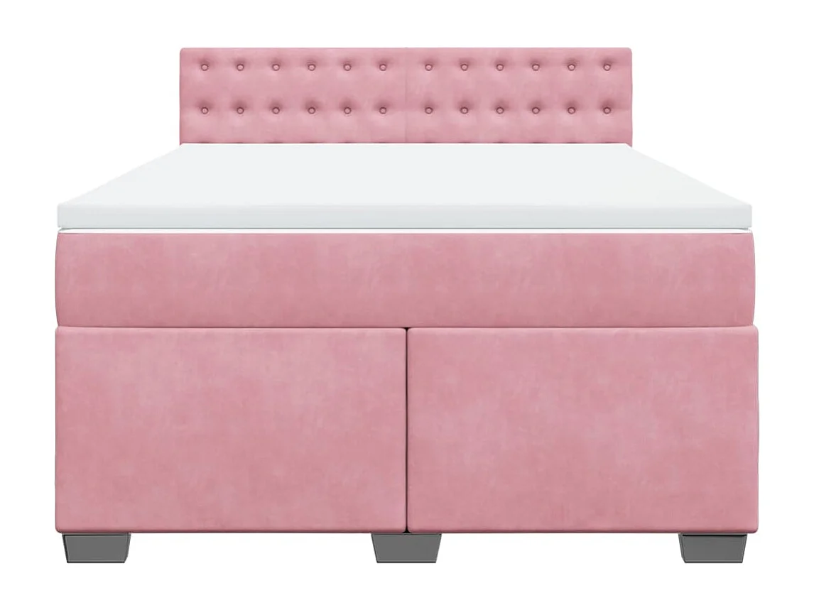 Cama box spring con colchón terciopelo rosa 140x190 cm