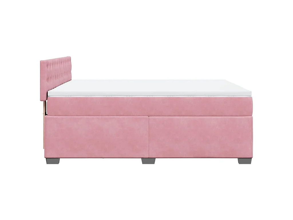 Cama box spring con colchón terciopelo rosa 140x190 cm