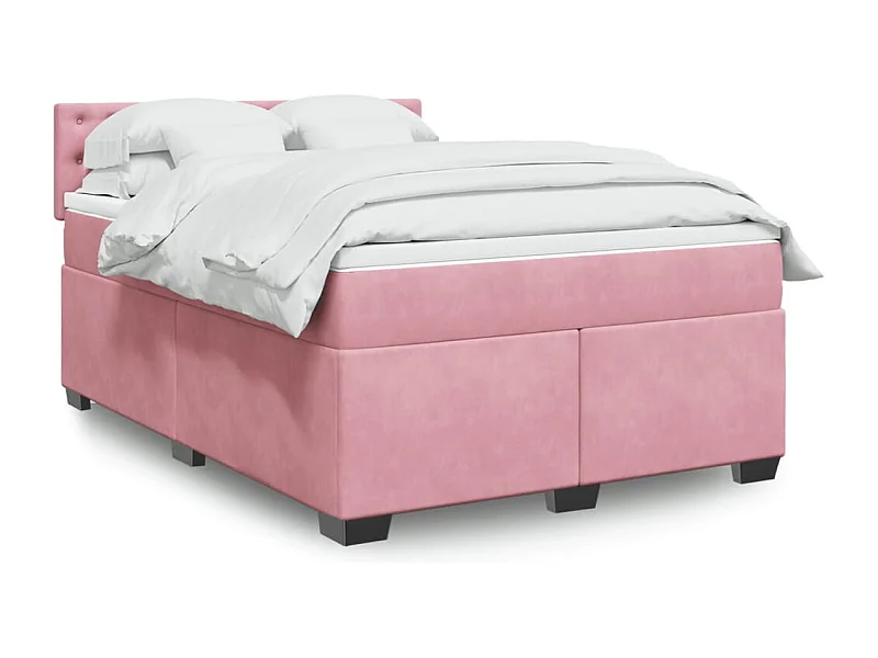 Boxspringbett mit Matratze Rosa 140x190 cm Samt