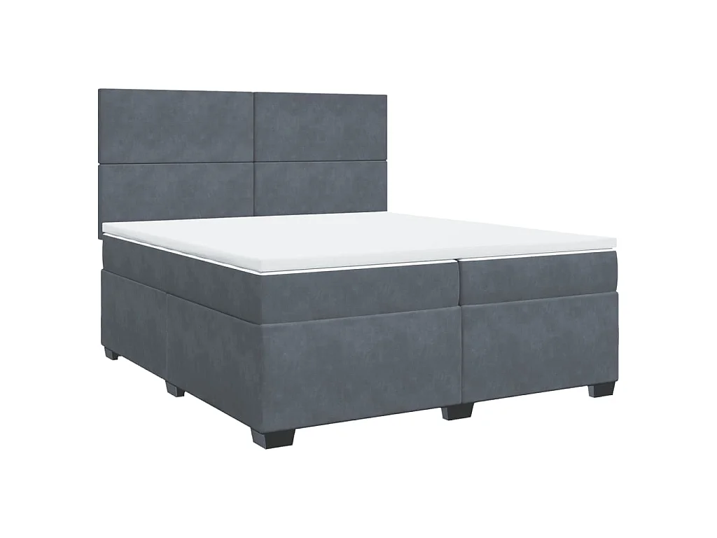 Boxspringbett mit Matratze Dunkelgrau 200x200 cm Samt