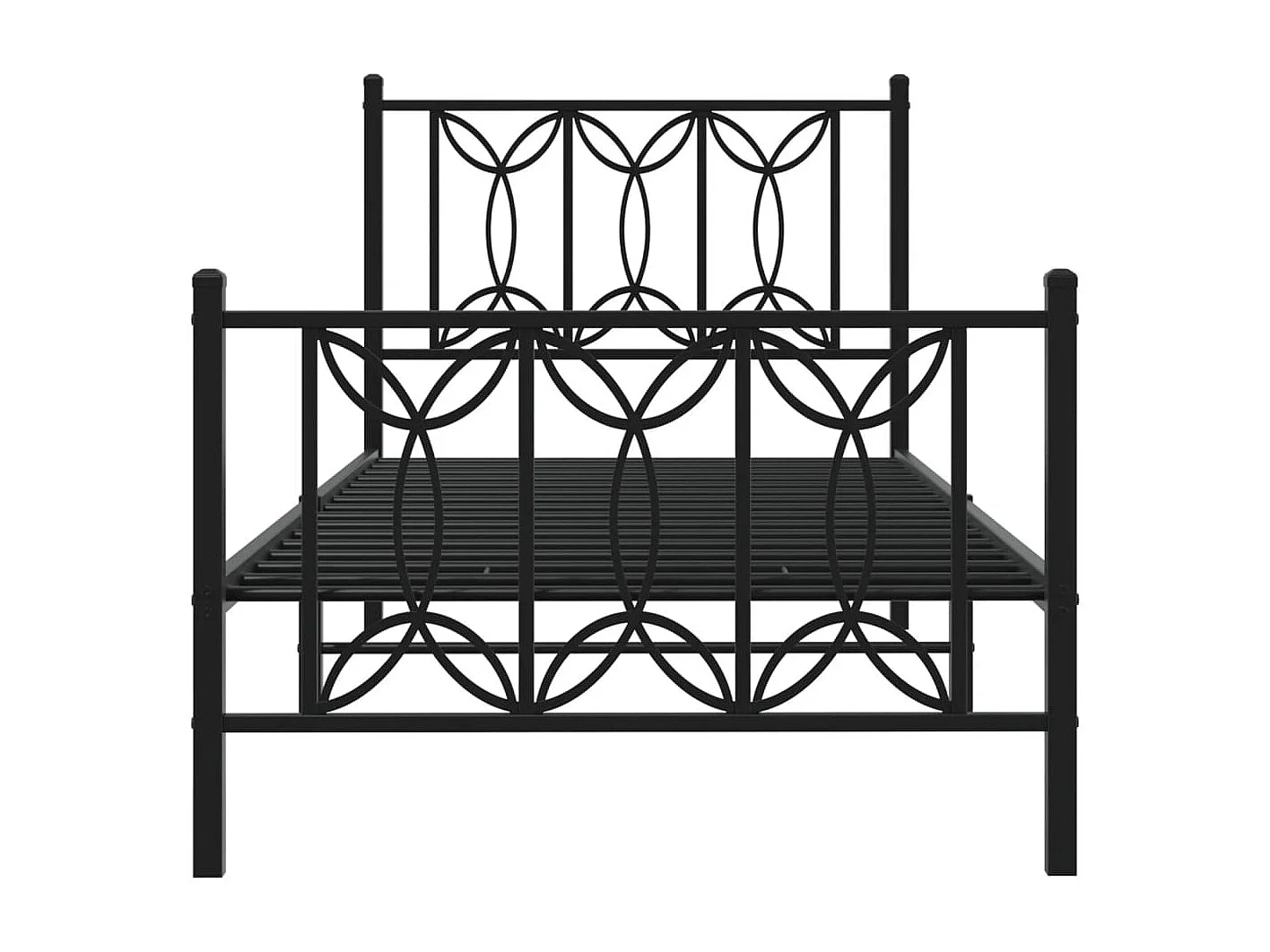 Giroletto con Testiera e Pediera Metallo Nero 90x200 cm