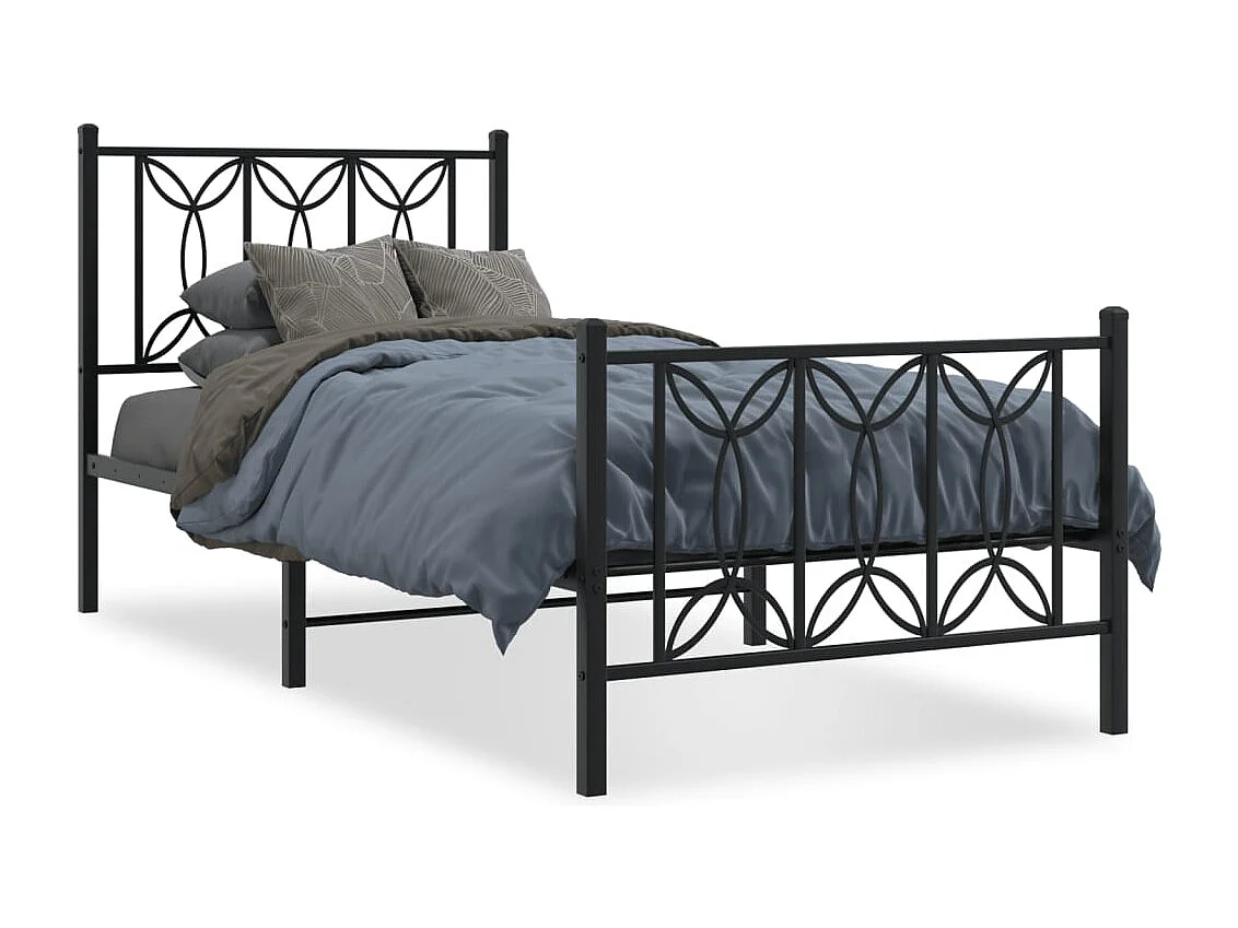Bedframe met hoofd- en voeteneinde metaal zwart 90x200 cm
