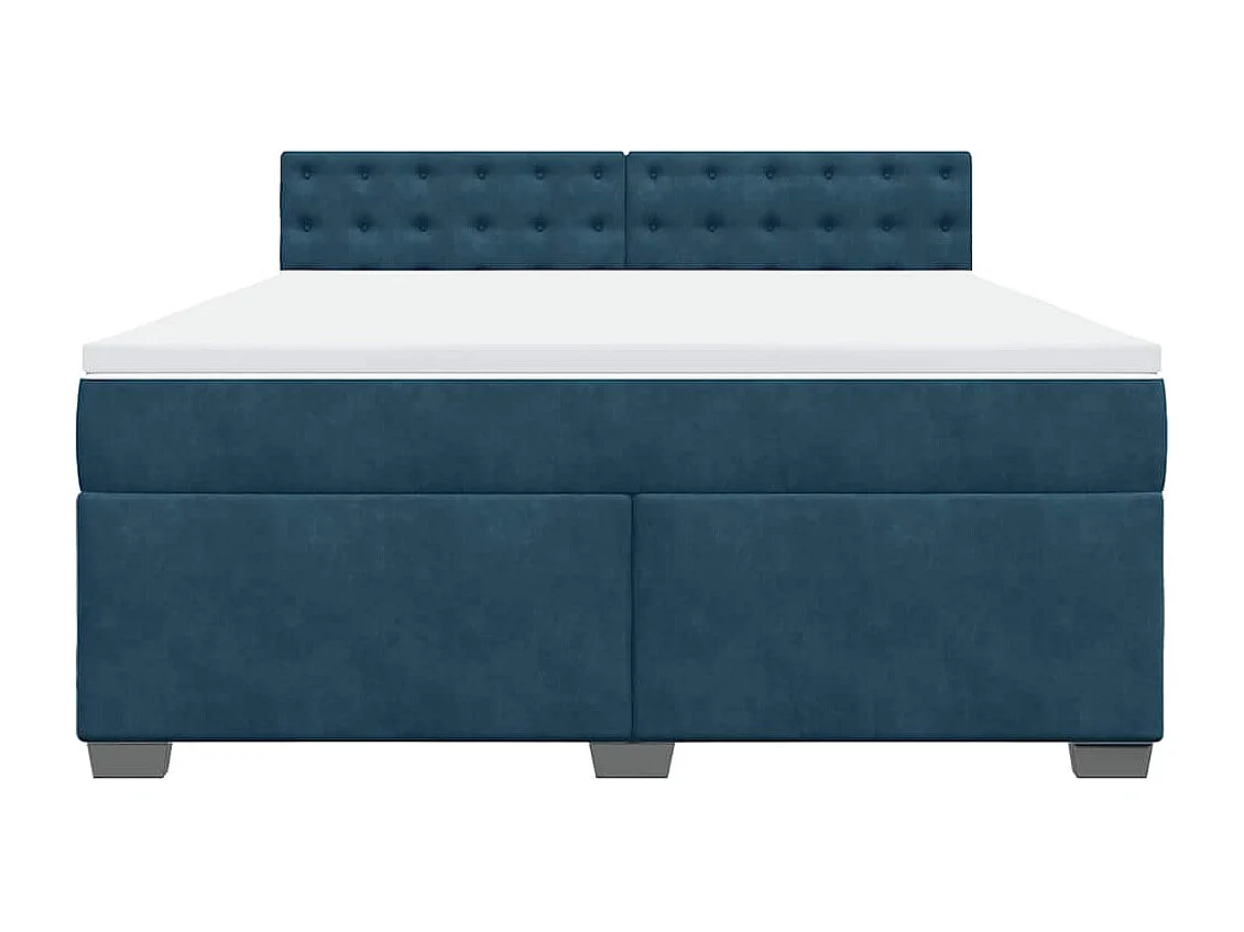 Sommier à lattes de lit et matelas bleu 180x200 cm velours