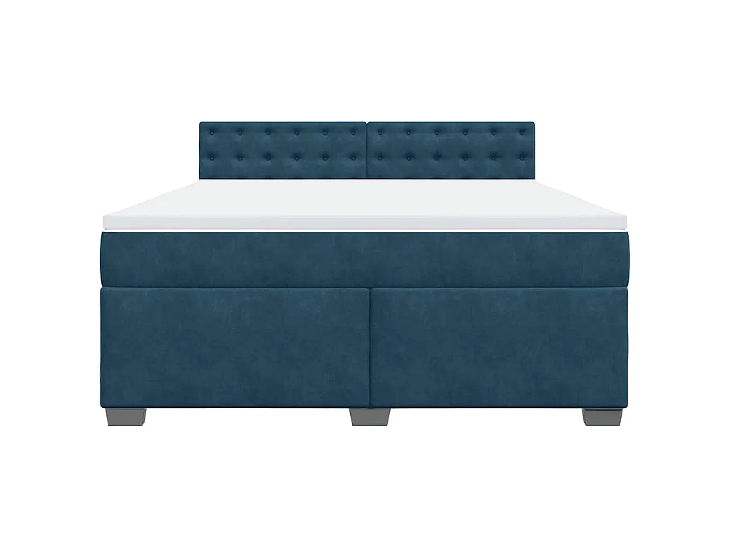 Cama box spring con colchón terciopelo azul 180x200 cm
