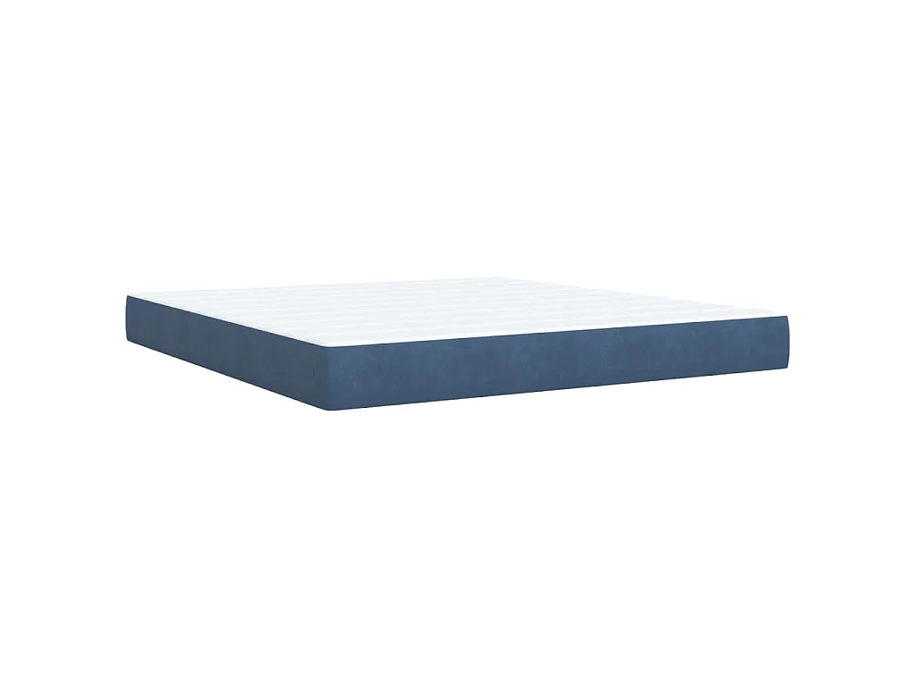 Cama box spring con colchón terciopelo azul 180x200 cm