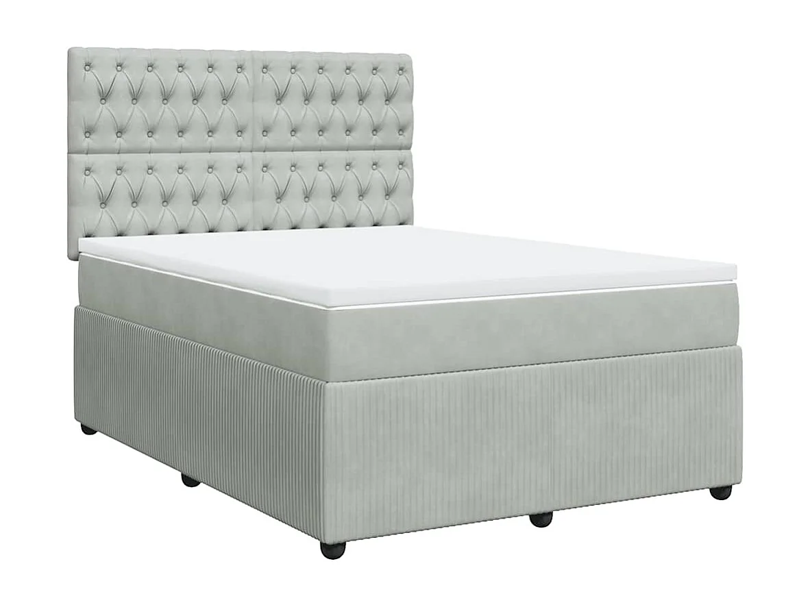 Boxspringbett mit Matratze Hellgrau 140x190 cm Samt