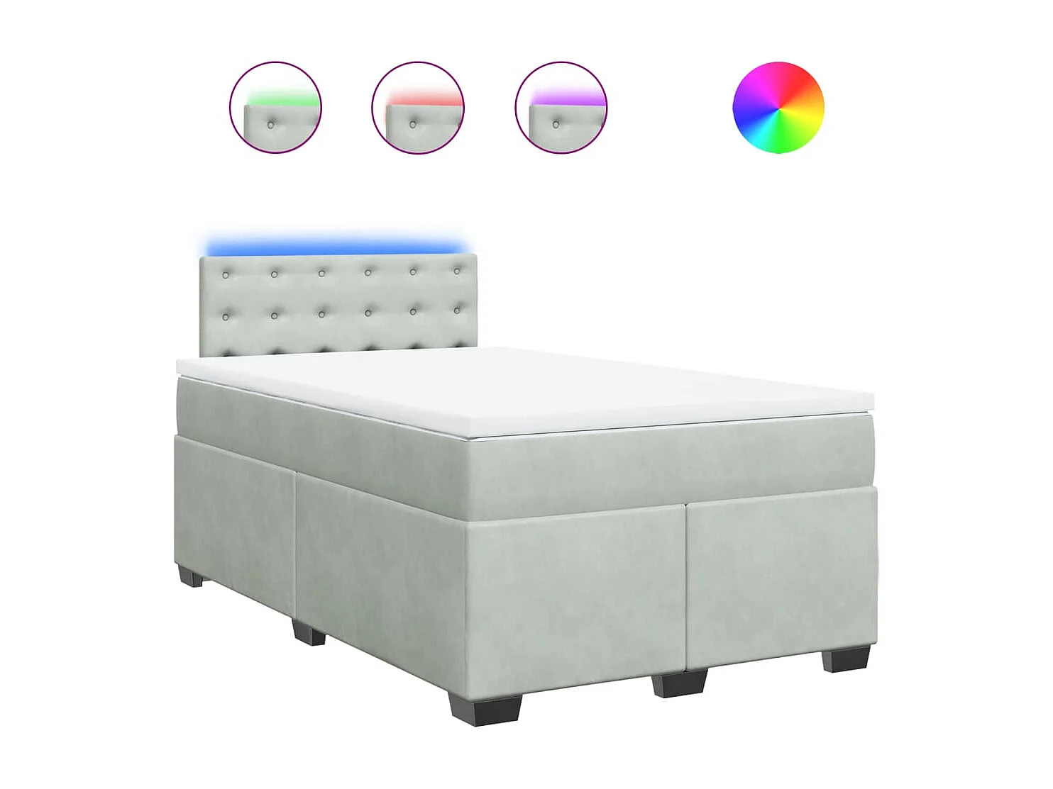 Sommier à lattes de lit et matelas Gris clair 120x200cm Velours