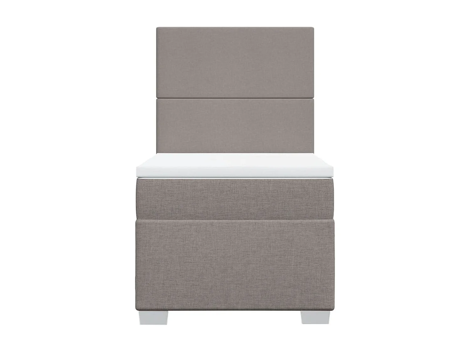 Cama box spring con colchón tela gris taupe 80x200 cm