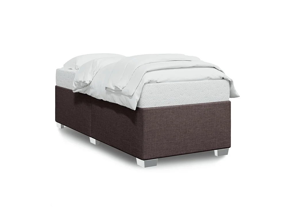 Cadre de lit sans matelas marron foncé 100x200 cm tissu