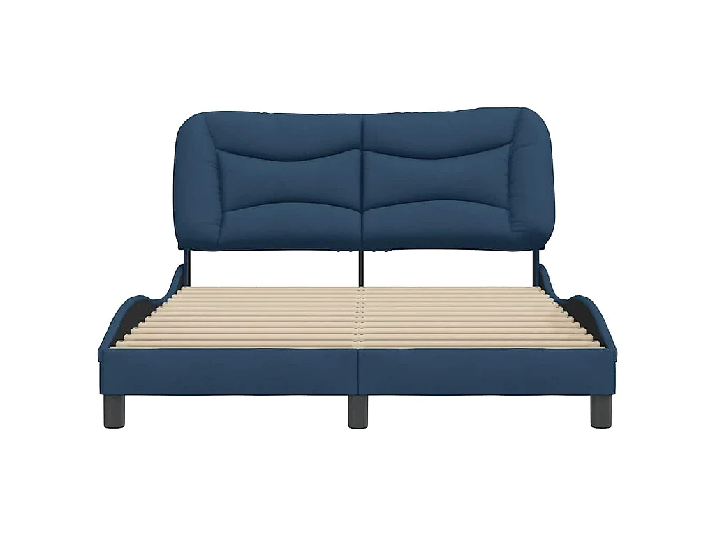 Cadre de lit sans matelas Hvar bleu 140x190 cm tissu