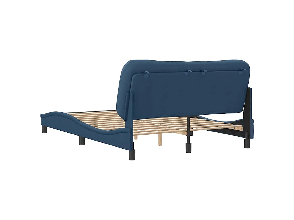 Cadre de lit sans matelas Hvar bleu 140x190 cm tissu