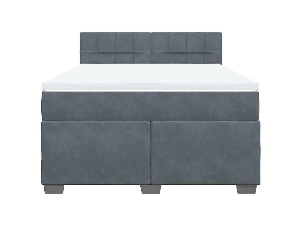 Cama box spring con colchón terciopelo gris oscuro 160x200 cm