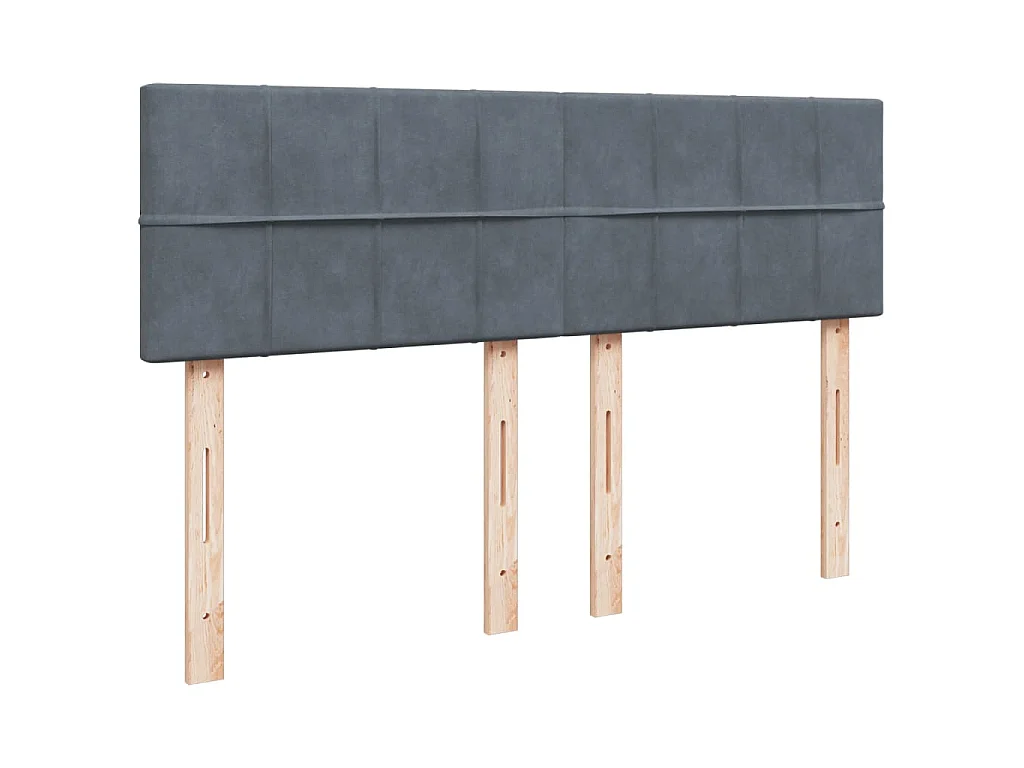 Cama box spring con colchón terciopelo gris oscuro 160x200 cm