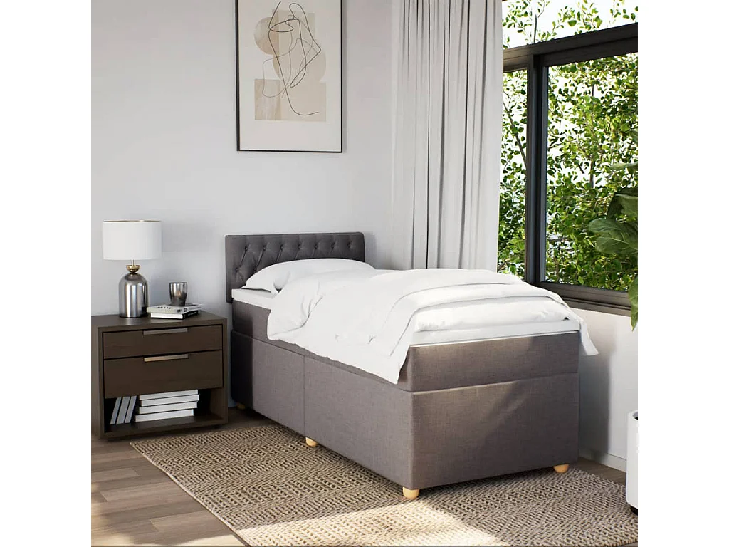 Sommier à lattes de lit avec matelas Taupe 80x200 cm Tissu
