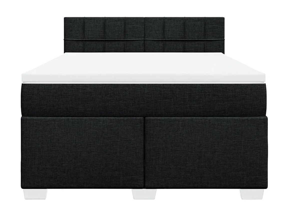 Sommier à lattes de lit avec matelas Noir 140x200 cm Tissu