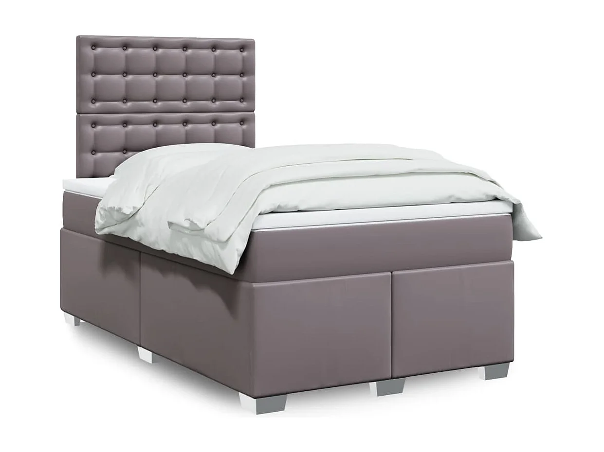 Boxspringbett mit Matratze Grau 120x200 cm Kunstleder