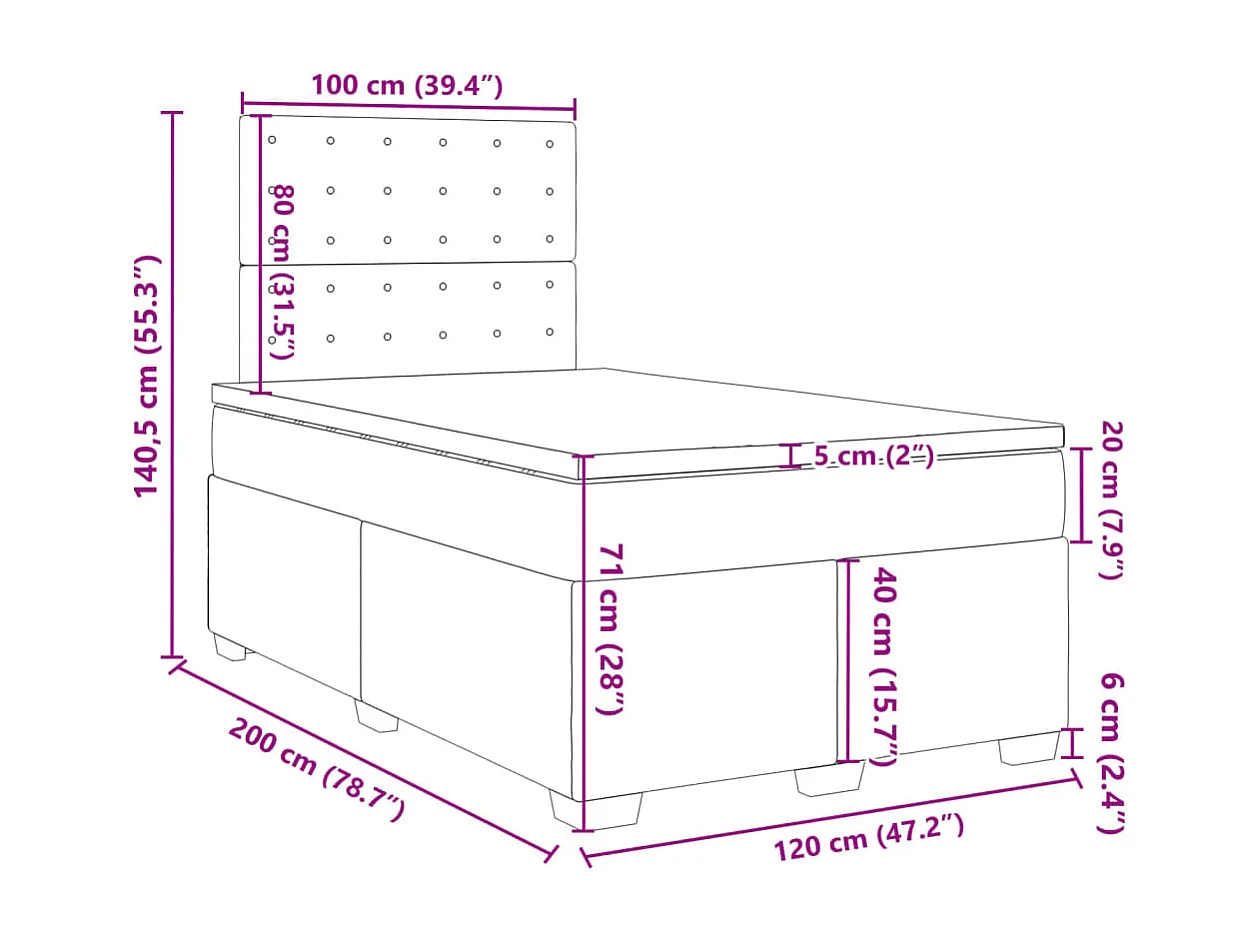 Boxspringbett mit Matratze Grau 120x200 cm Kunstleder