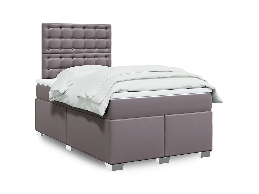 Boxspring met matras kunstleer grijs 120x200 cm