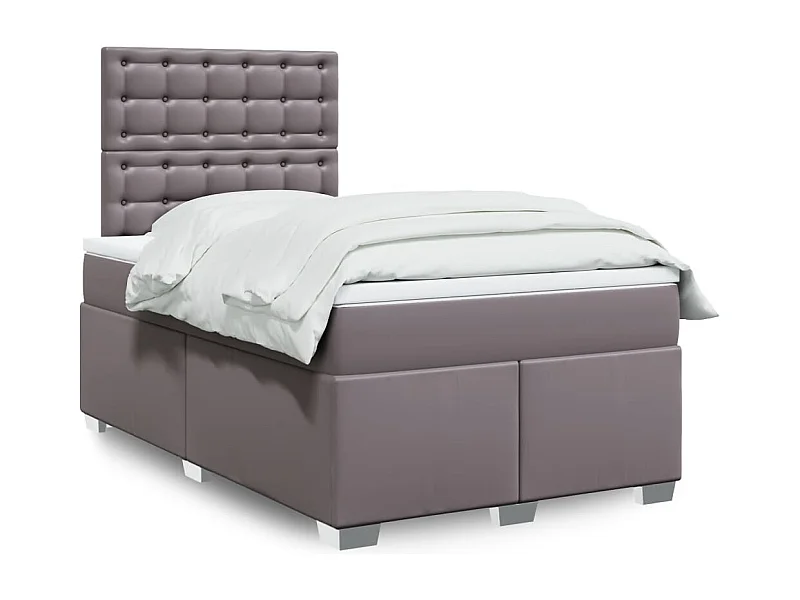 Boxspringbett mit Matratze Grau 120x200 cm Kunstleder