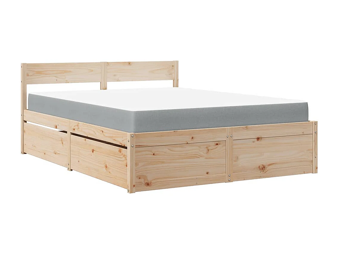 Lit avec tiroirs et matelas 160x200 cm bois de pin massif