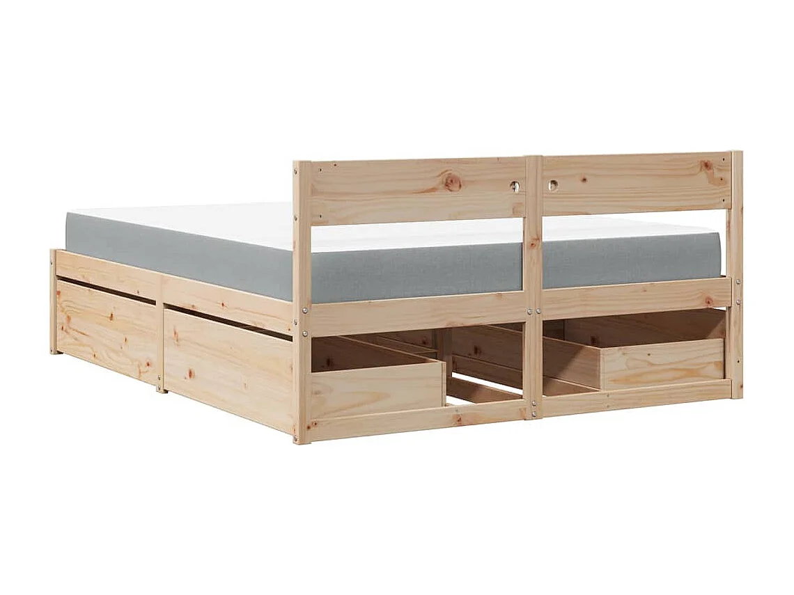 Lit avec tiroirs et matelas 160x200 cm bois de pin massif