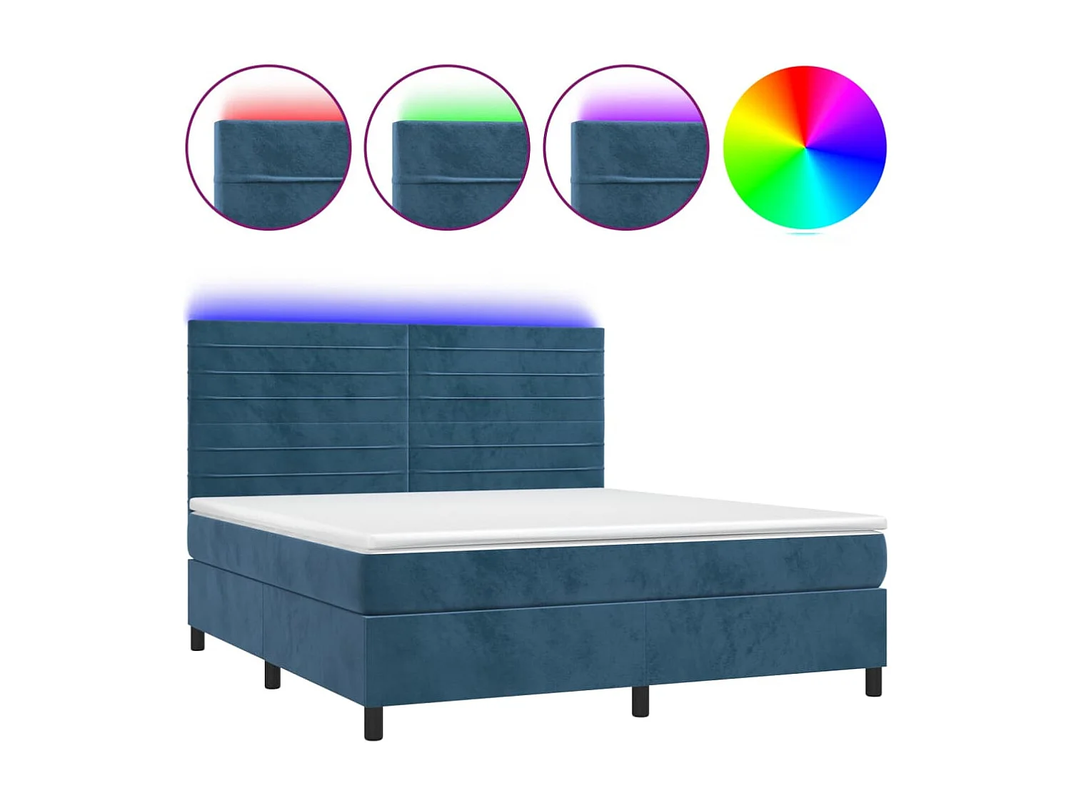 Boxspring met matras en LED fluweel donkerblauw 180x200 cm