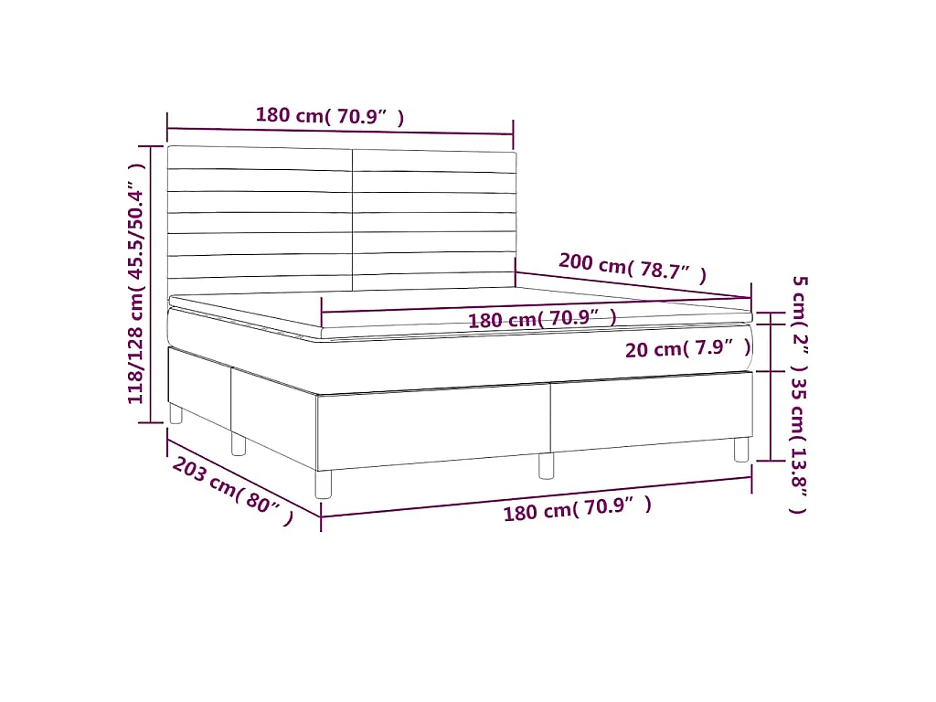 Boxspring met matras en LED fluweel donkerblauw 180x200 cm
