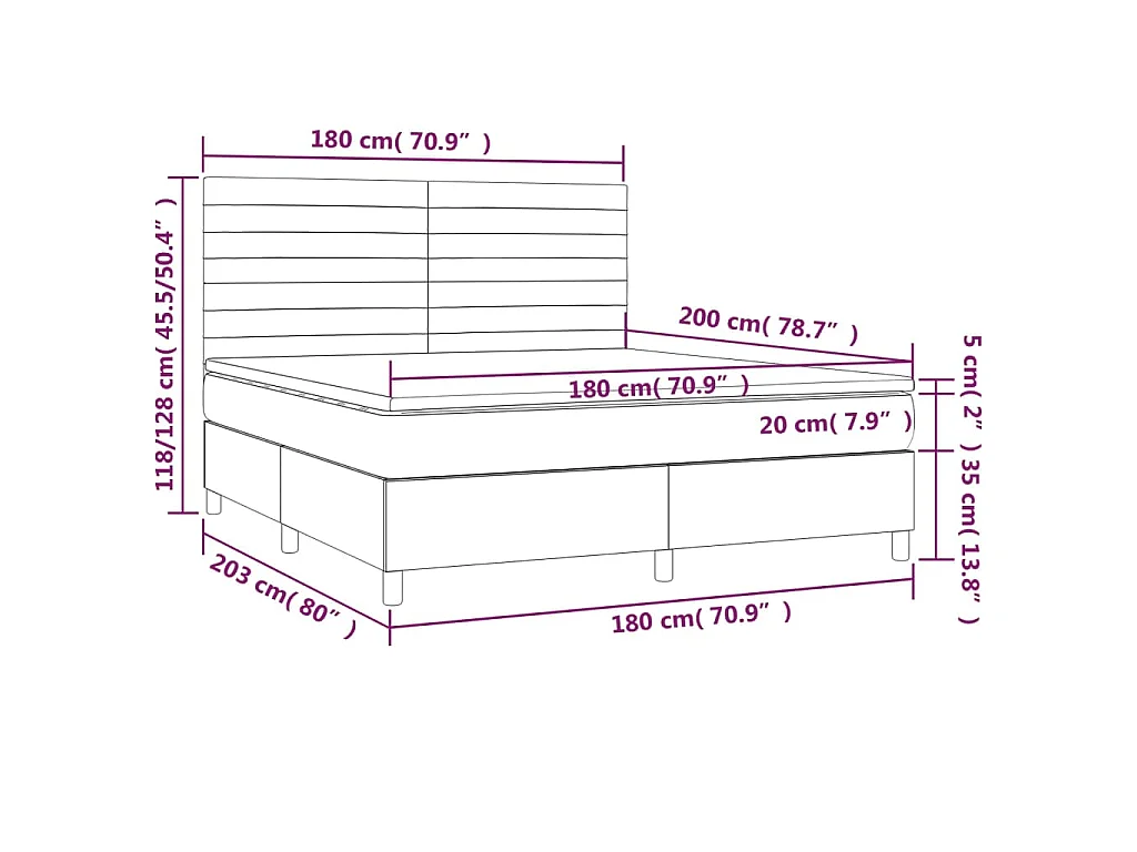 Boxspring met matras en LED fluweel donkerblauw 180x200 cm