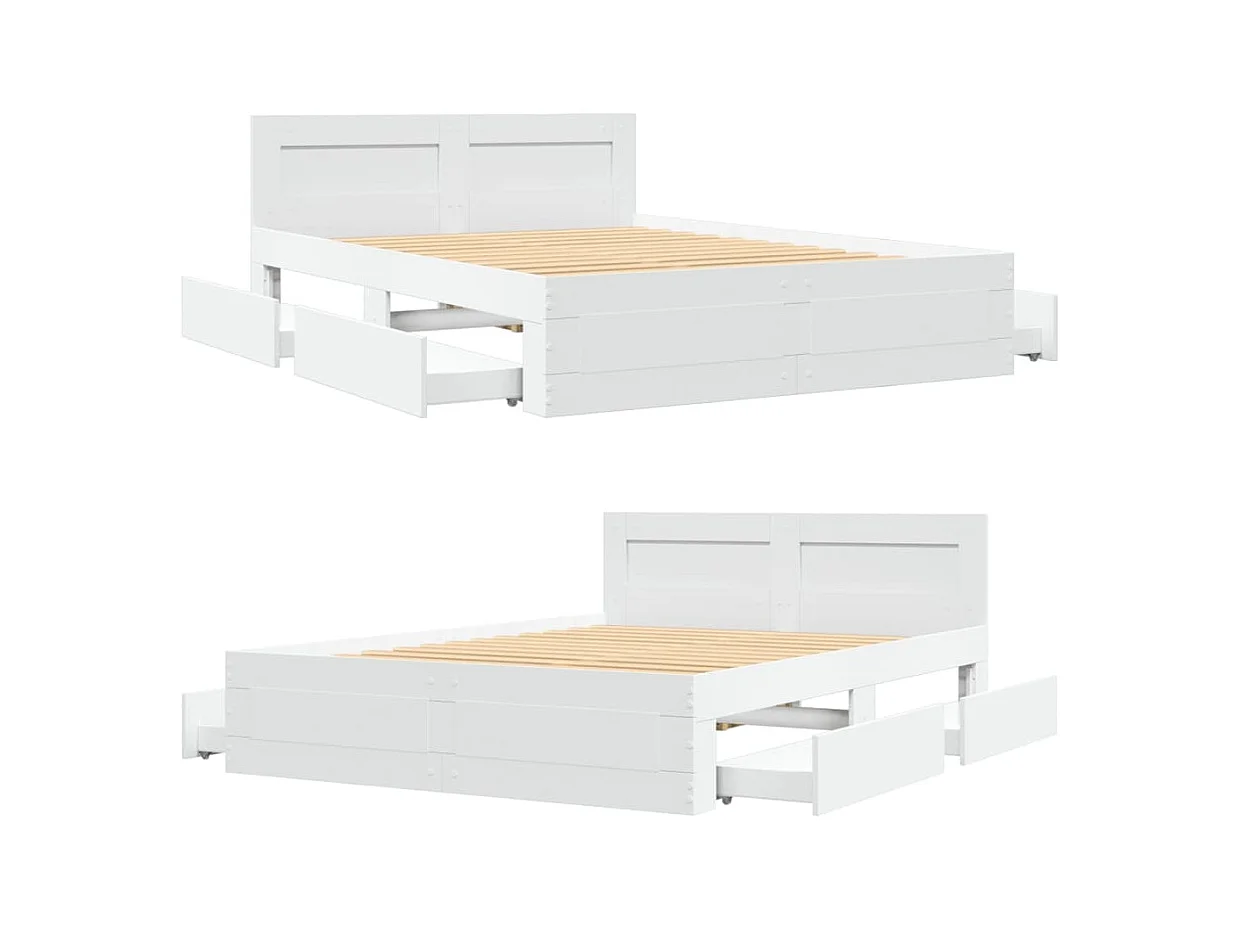 Bedframe met hoofdeinde zonder matras 120x200 cm wit