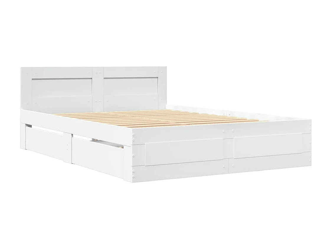 Cadre de lit avec tête de lit sans matelas blanc 120x200 cm