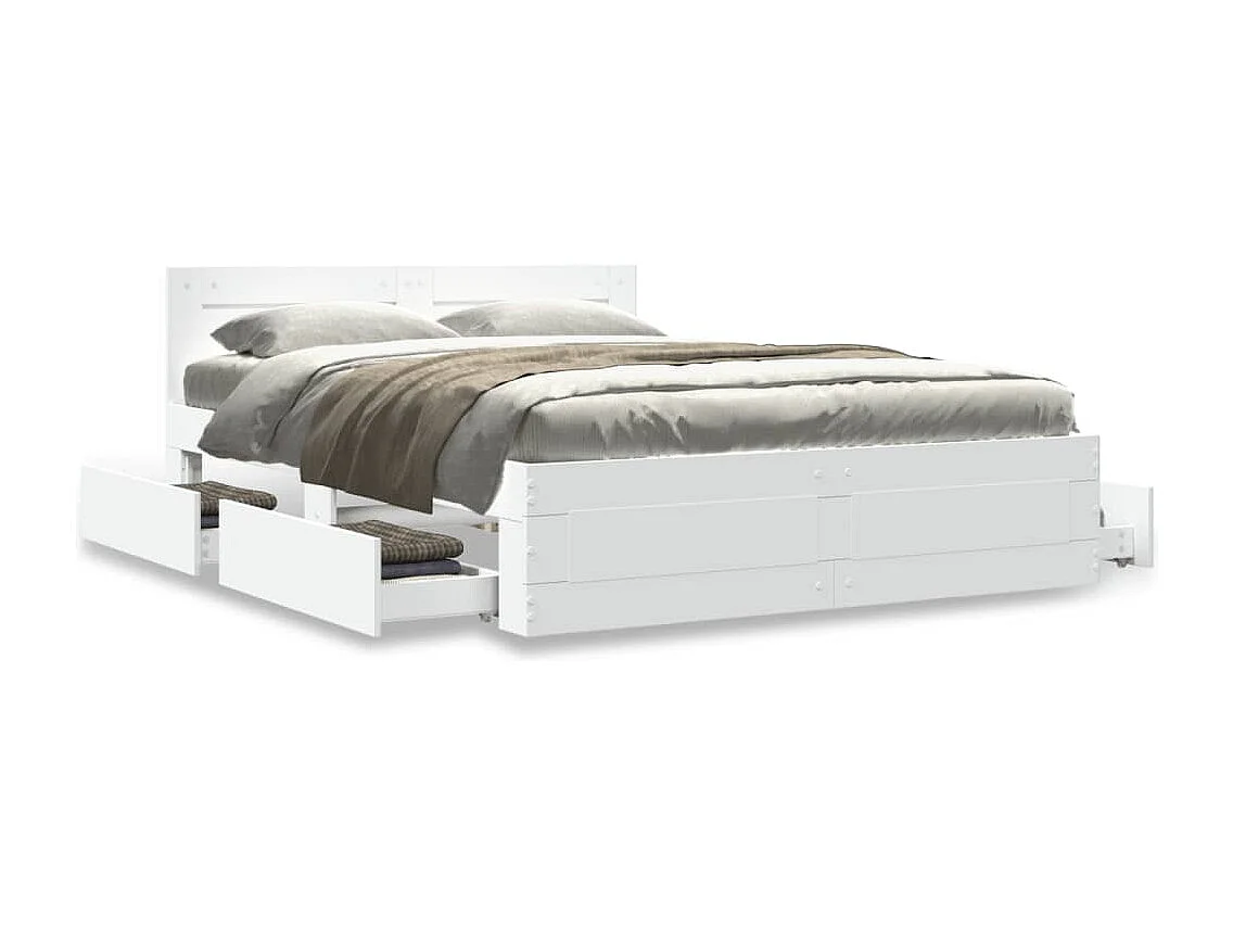 Bedframe met hoofdeinde zonder matras 120x200 cm wit