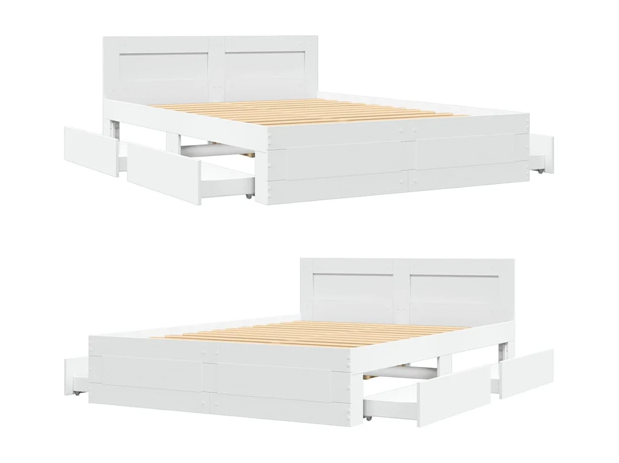 Bedframe met hoofdeinde zonder matras 120x200 cm wit