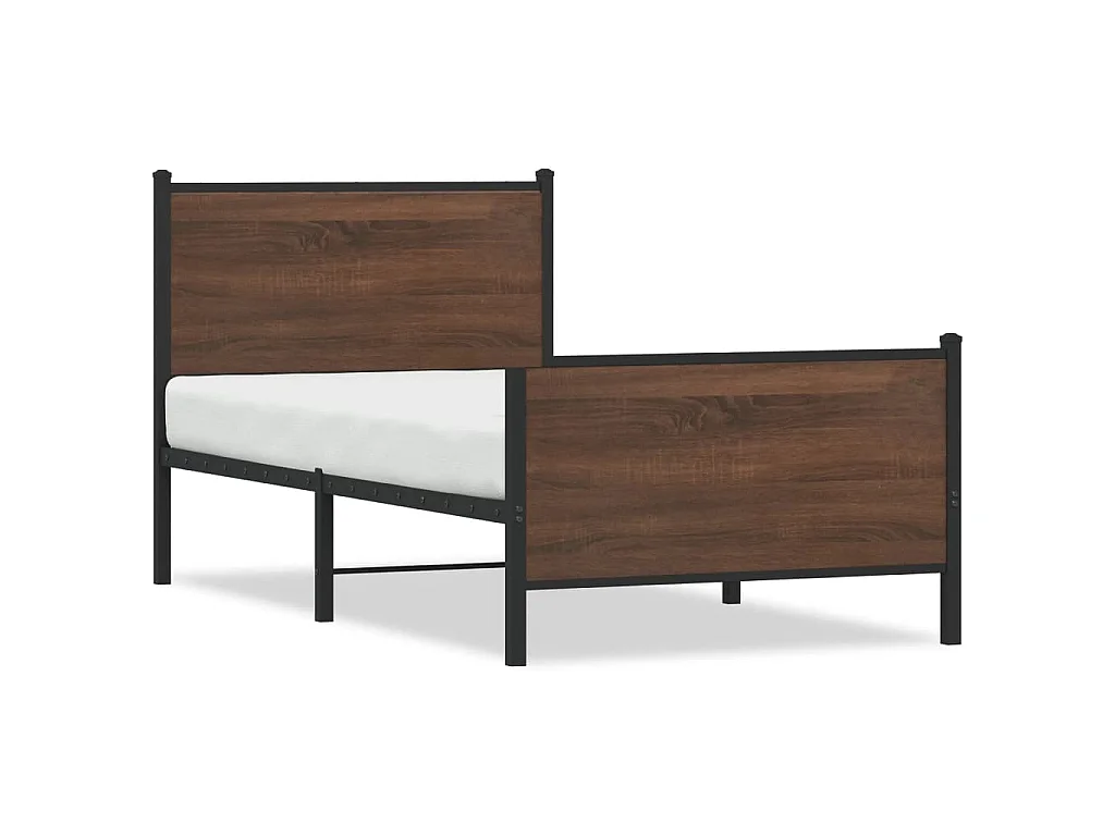 Metallbett ohne Matratze Braun Eichen-Optik 100x190 cm