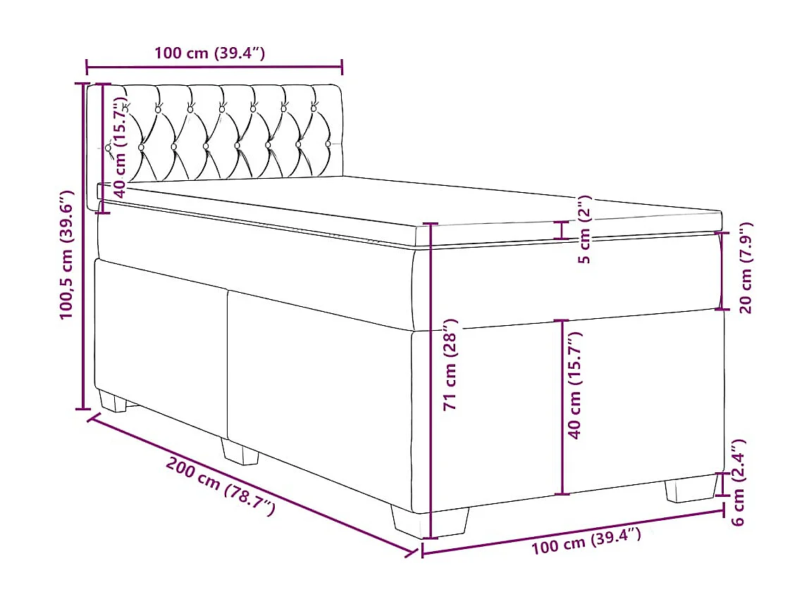 Boxspringbett mit Matratze Dunkelgrün 100x200 cm Samt