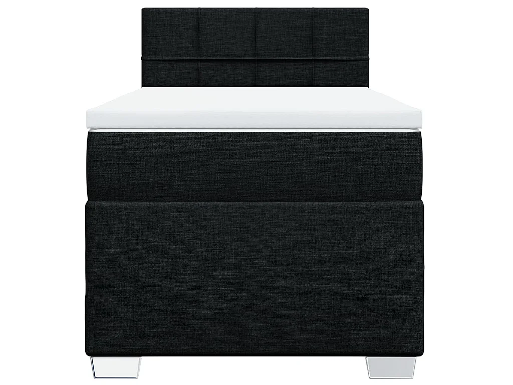 Cama box spring con colchón tela negro 80x200 cm
