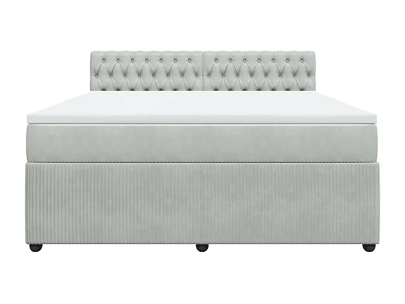 Sommier à lattes de lit et matelas Gris clair 180x200cm Velours