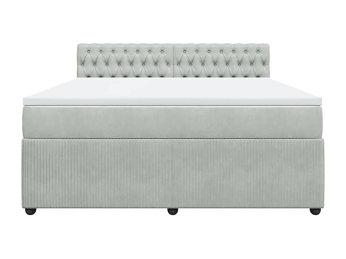 Sommier à lattes de lit et matelas Gris clair 180x200cm Velours