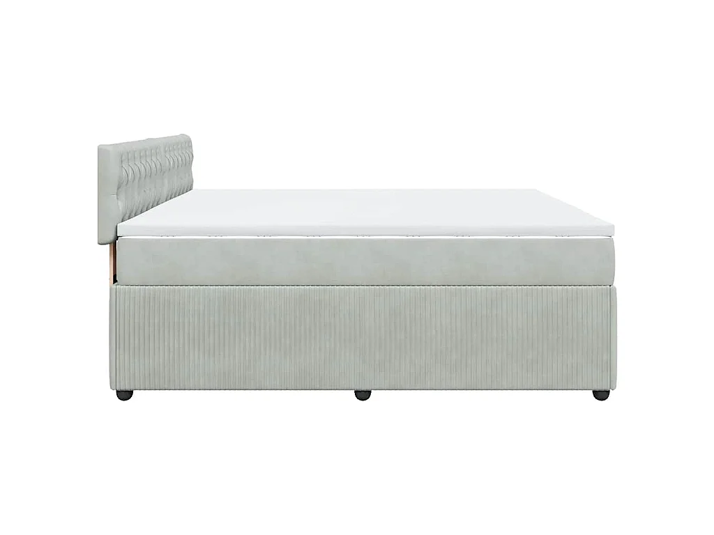 Giroletto a Molle con Materasso Grigio Chiaro 180x200cm Velluto